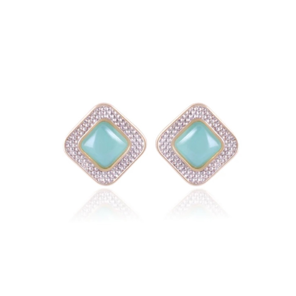 18K Gold Plated Earrings with Green Quartz